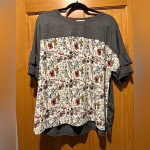 Maurices Gray Floral Print Blouse